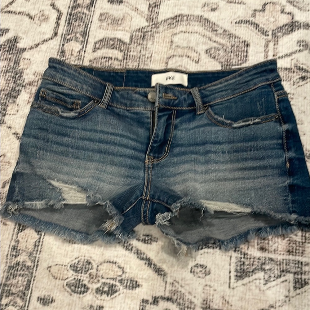BKE Stella Blue Denim Distressed Jean Shorts